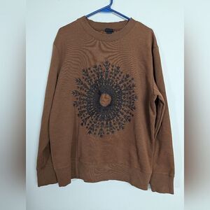 H&M crew neck embroidered crew neck Brown and black L